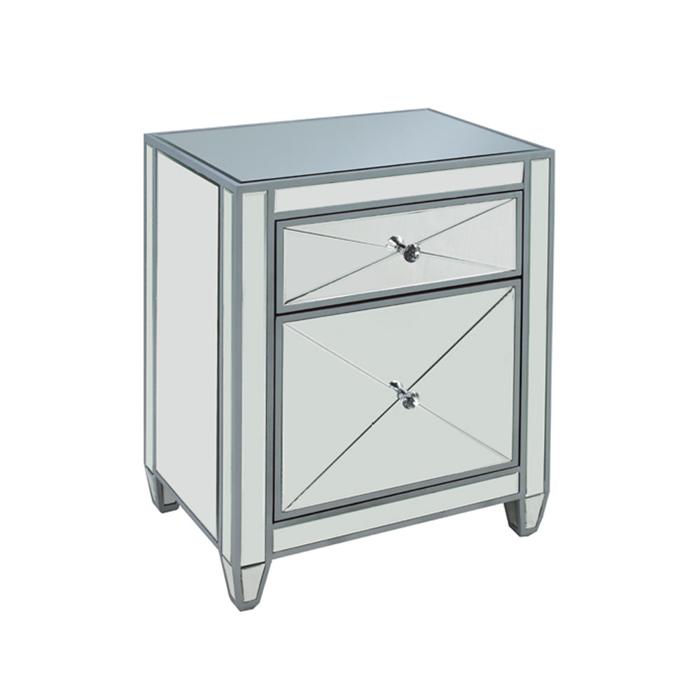 2-Drawer Mirrored End Table
