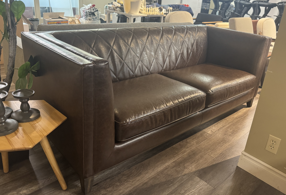 Salvitore Brown Faux Leather Sofa